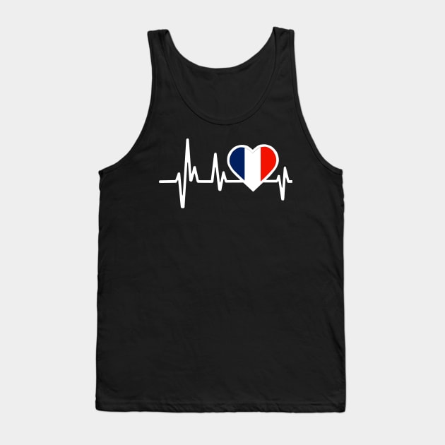 France Heartbeat Flag Tank Top by Dojaja